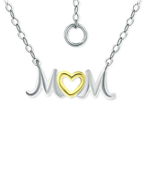 Giani Bernini mOM Heart Pendant Necklace in Sterling Silver & 18k Gold-Plated, 16" + 2" extender, Created for Macy's