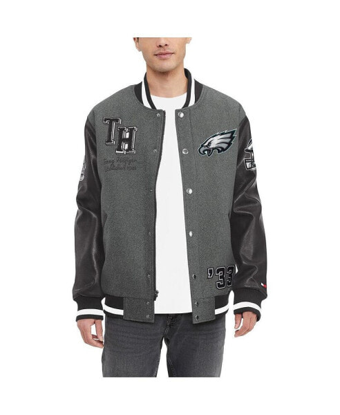 Куртка ветровка Tommy Hilfiger мужская серого цвета, черного с отделкой Philadelphia Eagles Gunner Full-Zip Varsity.