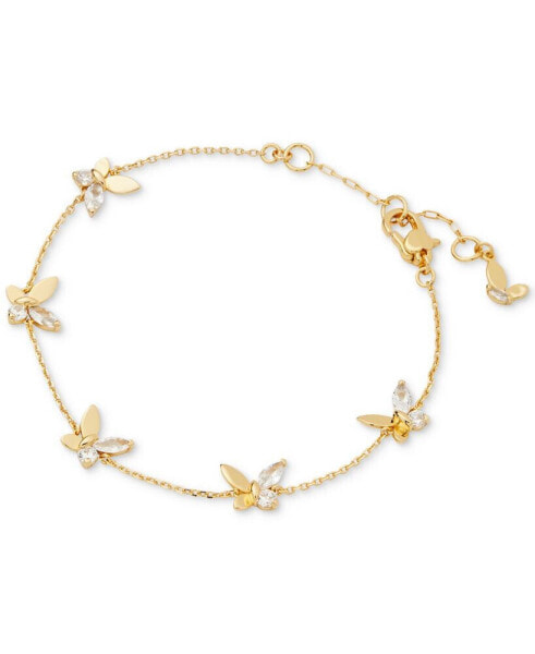 Gold-Tone Crystal Social Butterfly Station Bracelet