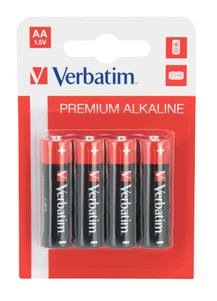 Одноразовая батарейка Verbatim AA Alkaline 1.5V 4 шт. Multicolour 14.5 mm