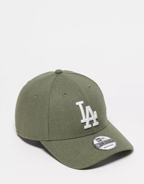 New Era 9forty LA Dodgers linen cap in khaki