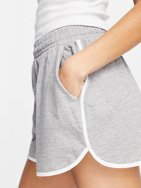 ASOS DESIGN cotton sweat runner short with side stripe in grey - GREY