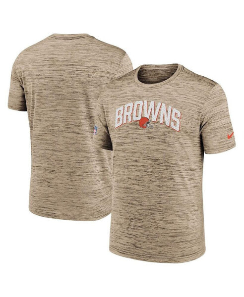 Men's Brown Cleveland Browns Sideline Velocity Athletic Stack Performance T-shirt
