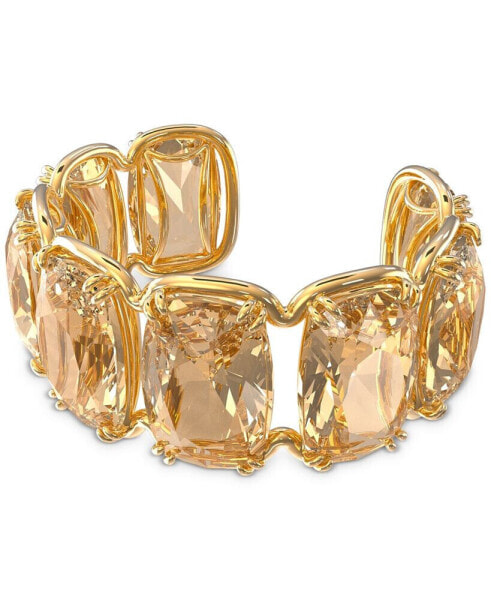 Gold-Tone Yellow Oversized Floating Crystal Cuff Bracelet