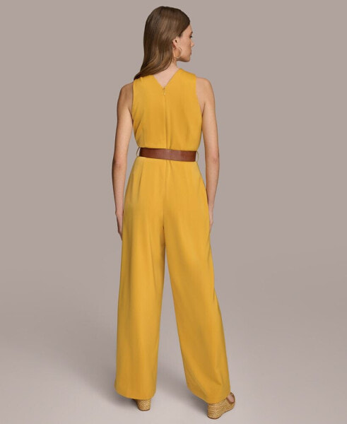 Women's Halter-Neck Belted Sleeveless Jumpsuit