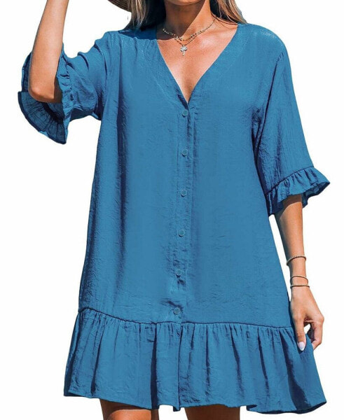 Women's Ruffled Swim Cover Up Dress