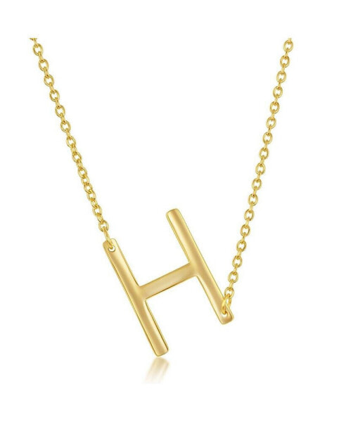 Sterling Silver 14k Gold Plated Sideways Initial Necklace