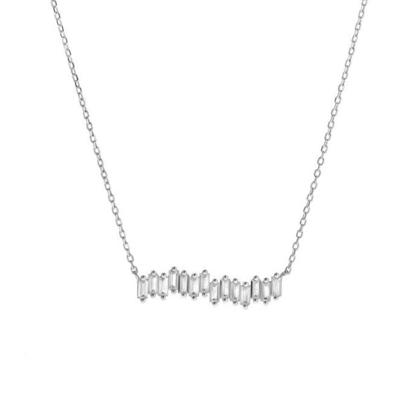 Beautiful silver necklace with clear zircons AJNA0012