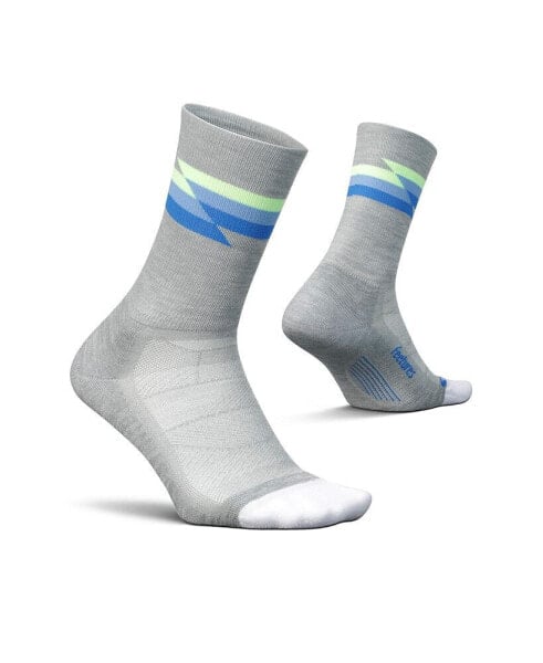 Men's Elite Light Cushion Mini Crew Sock - Sport Sock with Targeted Compression - Large, Synthwave Gray (1 Pair)