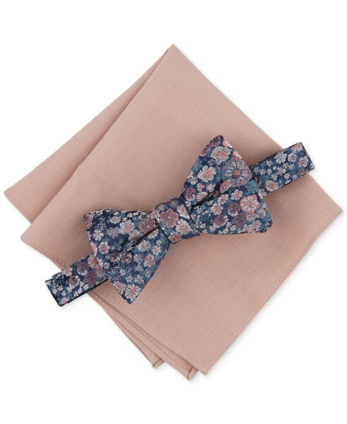 Men's Charland Floral Bow Tie & Solid Pocket Square Set, Created for Macy's