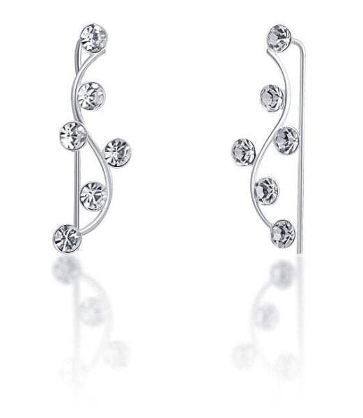 Longitudinal glittering earrings with crystals JL0690