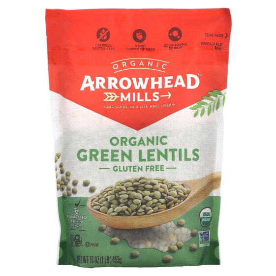 Organic Green Lentils, Gluten Free, 16 oz (453 g)