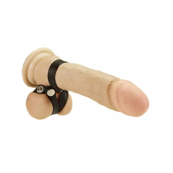 Эрекционное кольцо BONDAGE PLAY Penis strap-Adjustable из кожи, черное, регулируемое.