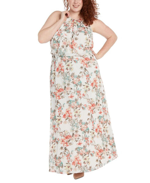 Plus Size Floral-Print A-Line Maxi Dress