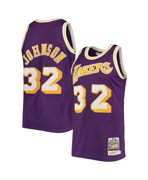 Men's Magic Johnson Purple Los Angeles Lakers 1984 Hardwood Classics Authentic Jersey