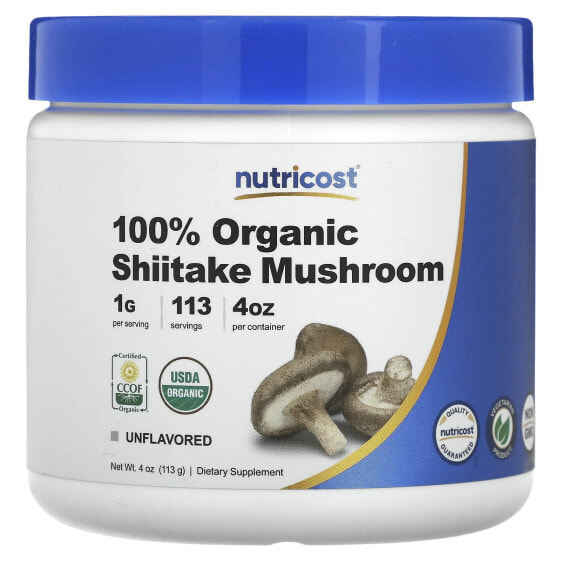 Nutricost, 100% органический гриб шиитаке, без добавок, 113 г (4 унции)
