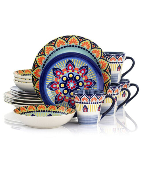 Zen Mozaik 16 Piece Luxurious Stoneware Dinnerware Set