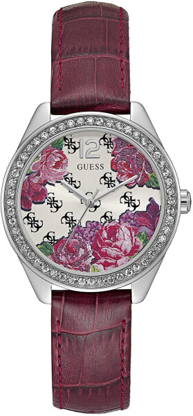 Наручные часы женские Guess Fleur 36 мм винно-красного цвета