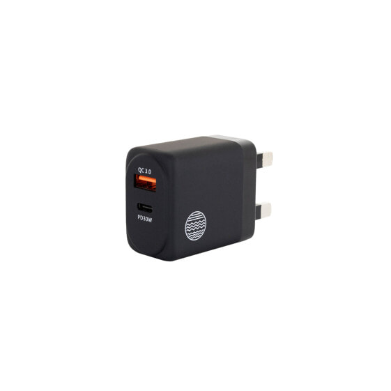 OUR PURE PLANET Wall Charger 1 USB + 1 USBC UK port 30W - Indoor - AC - 20 V - Black