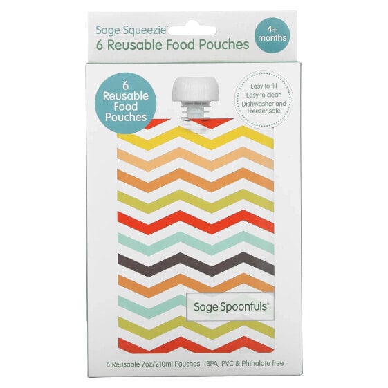 Reusable Food Pouches, 4+ Months, 6 Pack