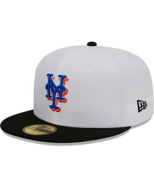 Men's White, Black New York Mets Optic 59FIFTY Fitted Hat