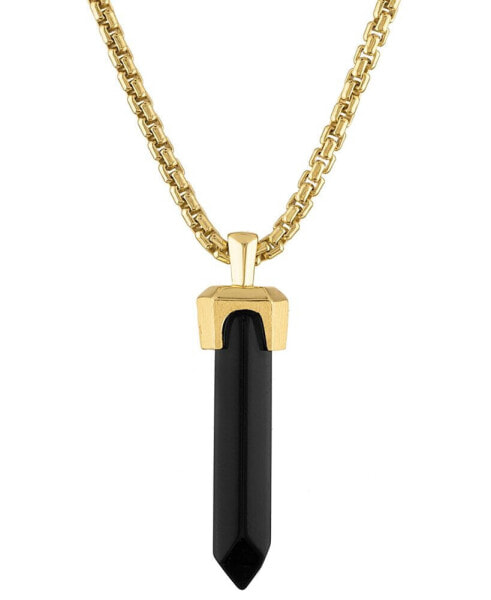 Men's Icon Black Onyx Pendant Necklace in 14k Gold-Plated Sterling Silver, 24" + 2" extender