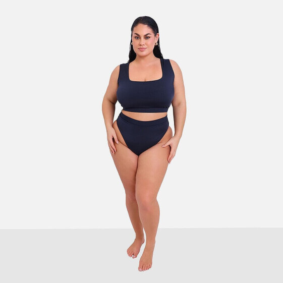 Plus Size Essential Square Neck Swim Top - Navy