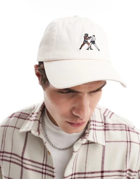 ASOS DESIGN baseball cap with embroidery in ecru