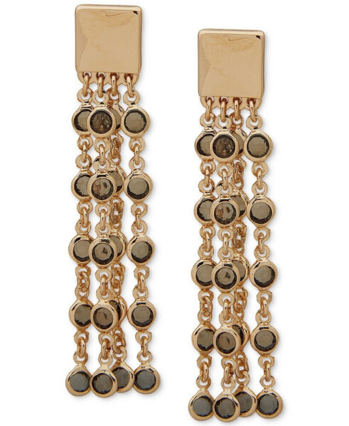 Gold-Tone Chain & Color Stone Statement Earrings