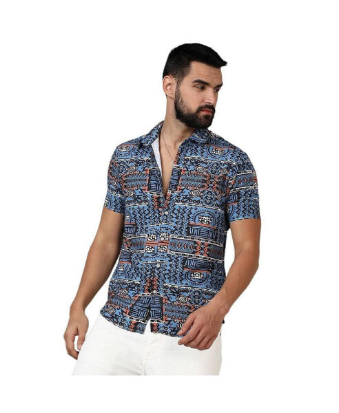 Men's Icy Blue Artistic Bohemian Shirt