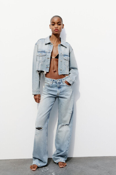 Trf cropped denim jacket