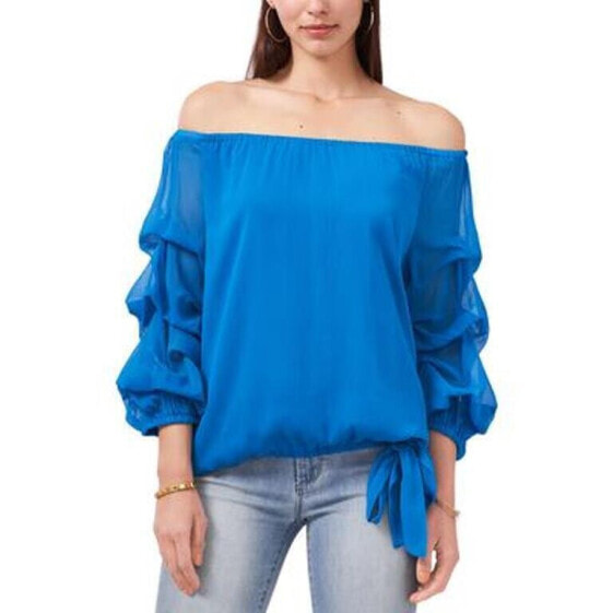 Vince Camuto Off the Shoulder Ruffled-Sleeve Top Santorinisky Blue XS