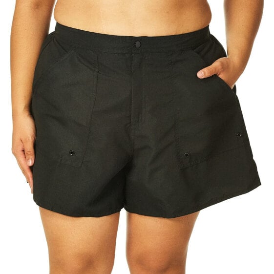 Maxine of Hollywood Women's Standard 3" Woven Swim Boardshorts, Black, 12 307037