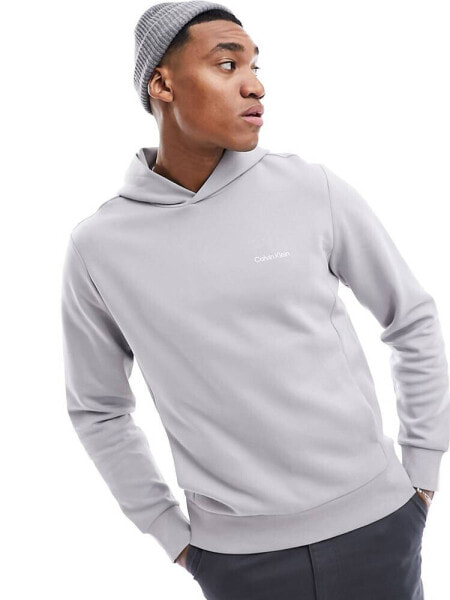 Calvin Klein micro logo repreve hoodie in silver sconce