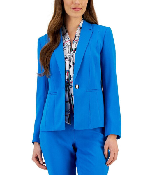 Petite Crepe One-Button Blazer