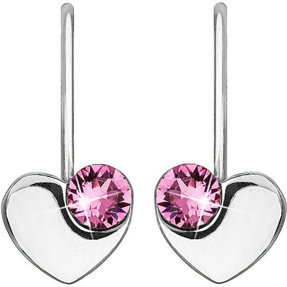 Silver heart earrings with Swarovski 31299.3 Rose