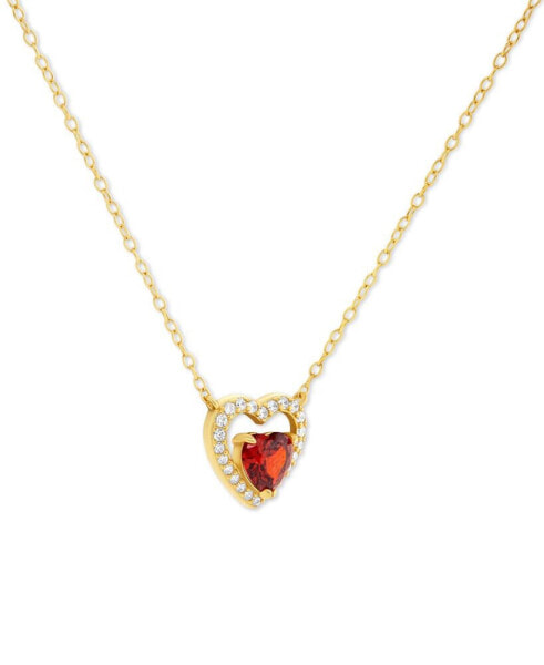 Cubic Zirconia Heart in Heart Halo 18" Pendant Necklace in 18k Gold-Plated Sterling Silver, Created for Macy's