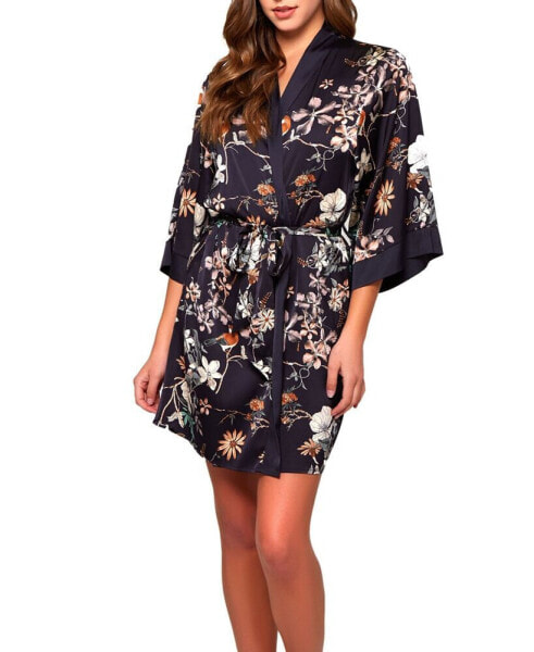 Пижама iCollection Geri Lux из атласной ткани с цветочным узором