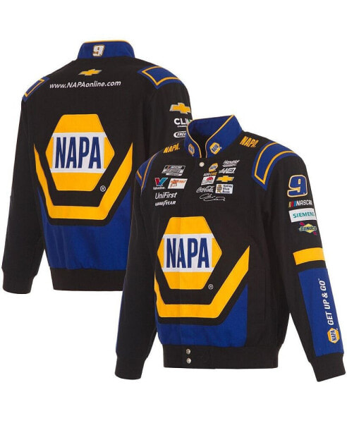 Men's Black Chase Elliott NAPA Twill Driver Uniform Full-Snap Jacket