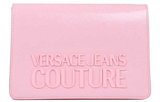 VERSACE JEANS COUTURE 亮皮涂层字母Logo 单肩斜挎包 女款 浅粉紫色 / Сумка VERSACE JEANS E1VVBBM7-71412-400