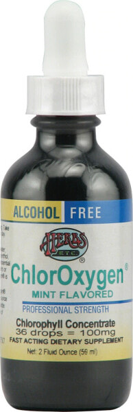 Herbs Etc. ChlorOxygen Alcohol Free Mint  Растительный экстракт хлорофилла со вкусом мяты без спирта 59 мл