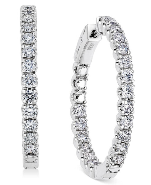 Diamond In-and-Out Hoop Earrings (3 ct. t.w.) in 14k White Gold