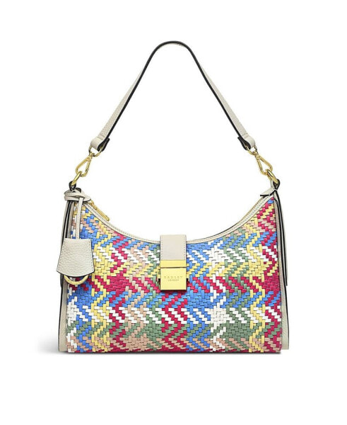 Sloane Street Weave Medium Zip Top Shoulder Bag