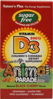 NaturesPlus Chewable Vitamin D3 Детский витамин D-3 500 МЕ  90 мармеладок с вишневым вкусом