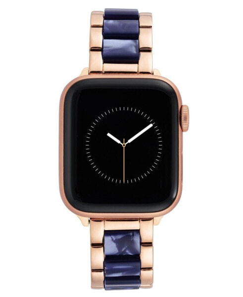 Women's Rose Gold-Tone Alloy and Navy Acetate Bracelet Compatible with 42/44/45/Ultra/Ultra 2 Apple Watch