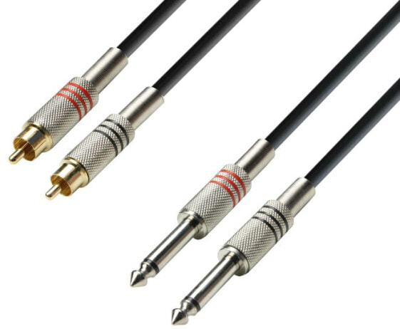 Adam Hall 3 Star - 2 x RCA - Male - 2 x 6.35mm - Male - 3 m - Black - Gold - Red - Silver