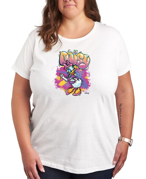 Trendy Plus Size Disney Daisy Duck Graffiti Graphic T-shirt