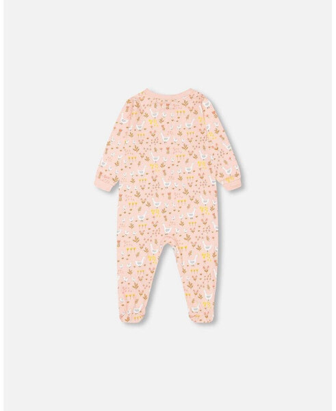 Baby Girls Baby Organic Cotton One Piece Pajama Pink Printed Goose