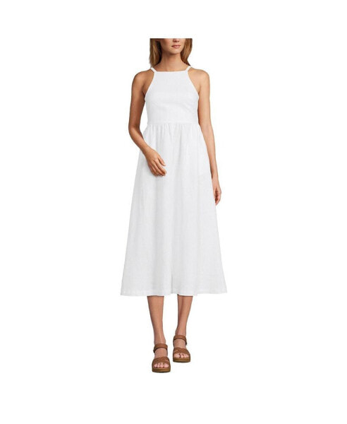 Petite Linen Sleeveless Midi Dress