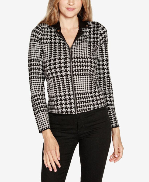 Black Label Women's Houndstooth Motorcycle Sweater